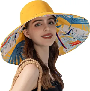 7" Women's Wide Brim Sun Hat, Large Foldable UV Protective Sun Hat, can be worn on both sides