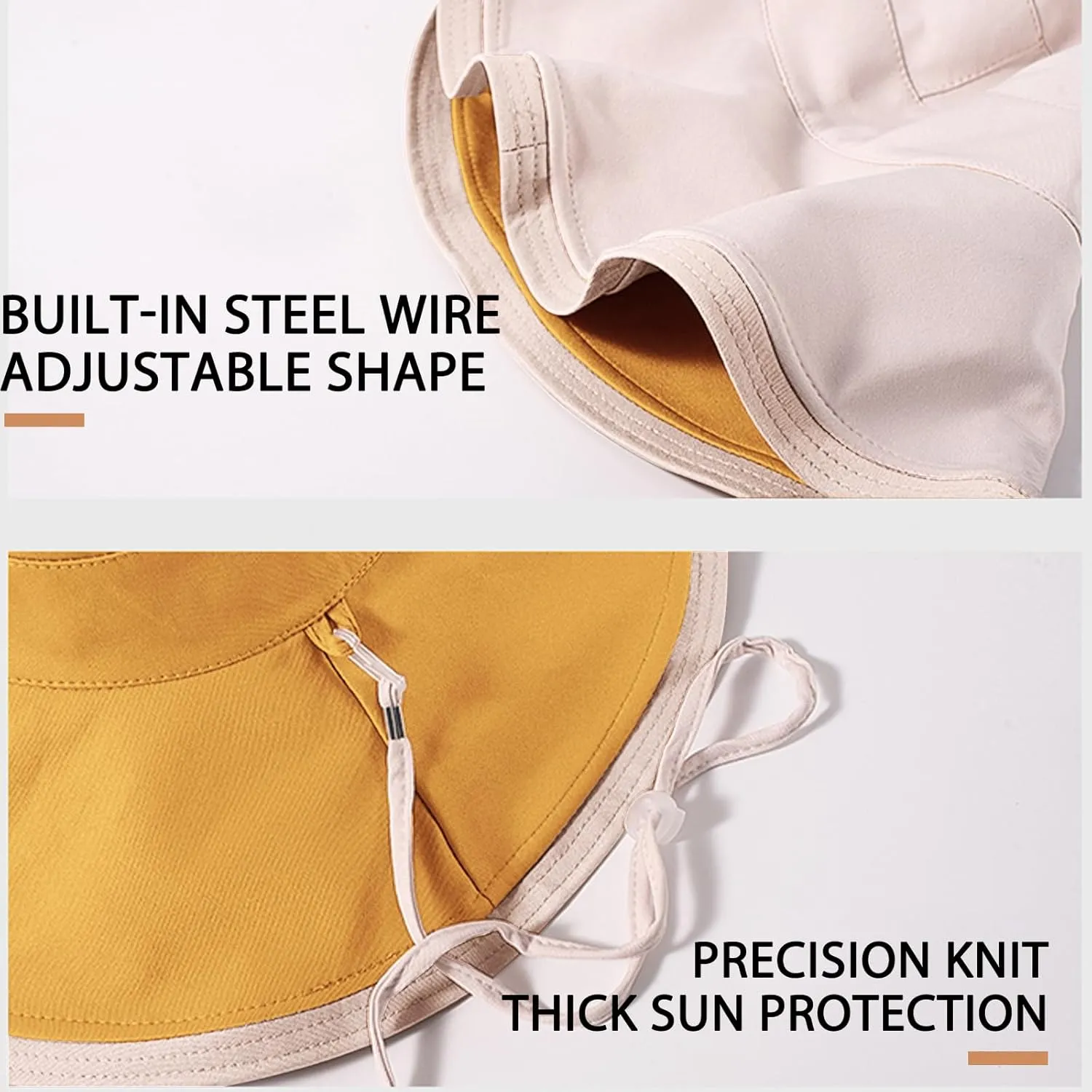 7" Women's Wide Brim Sun Hat, Large Foldable UV Protective Sun Hat, can be worn on both sides