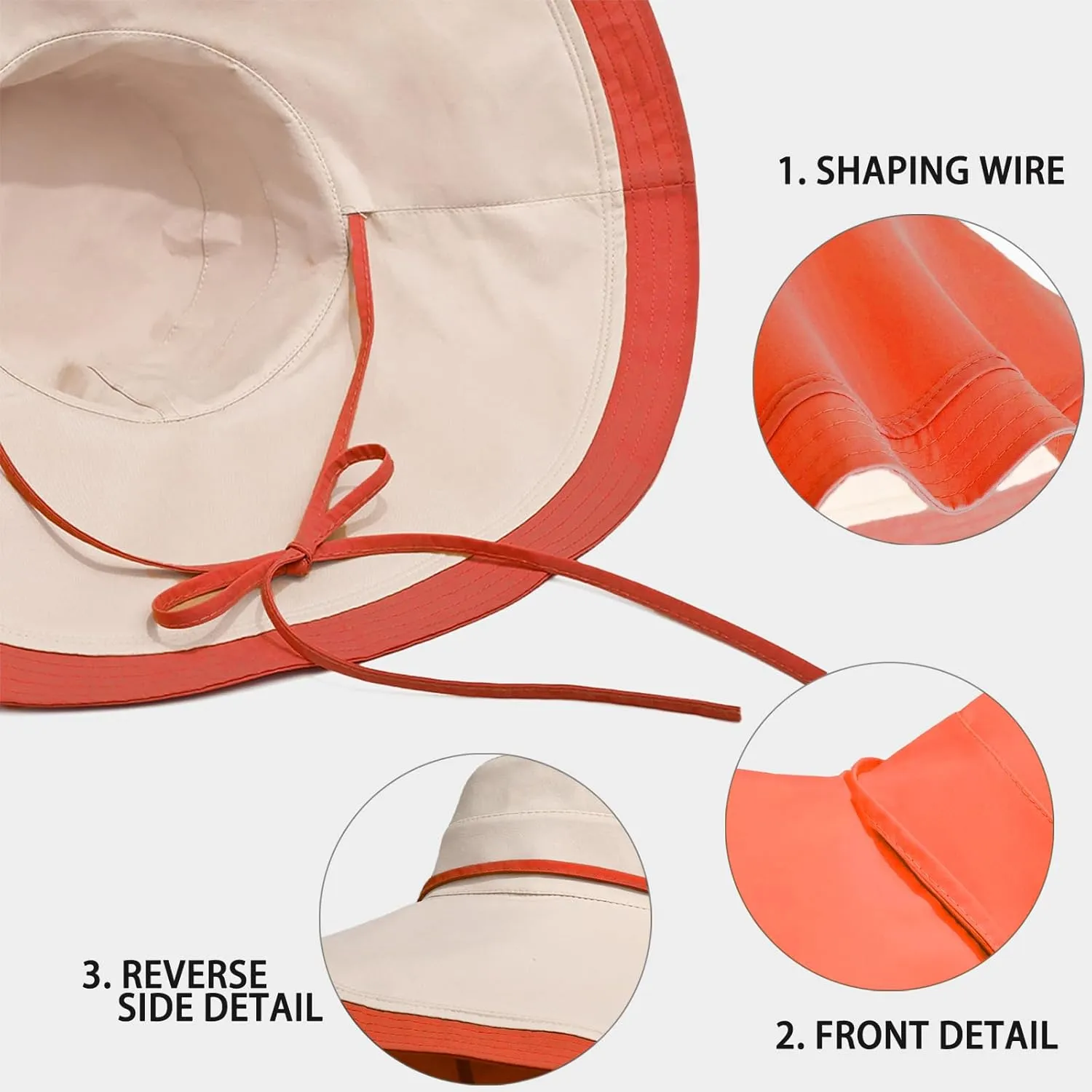 7" Women's Wide Brim Sun Hat, Large Foldable UV Protective Sun Hat, can be worn on both sides