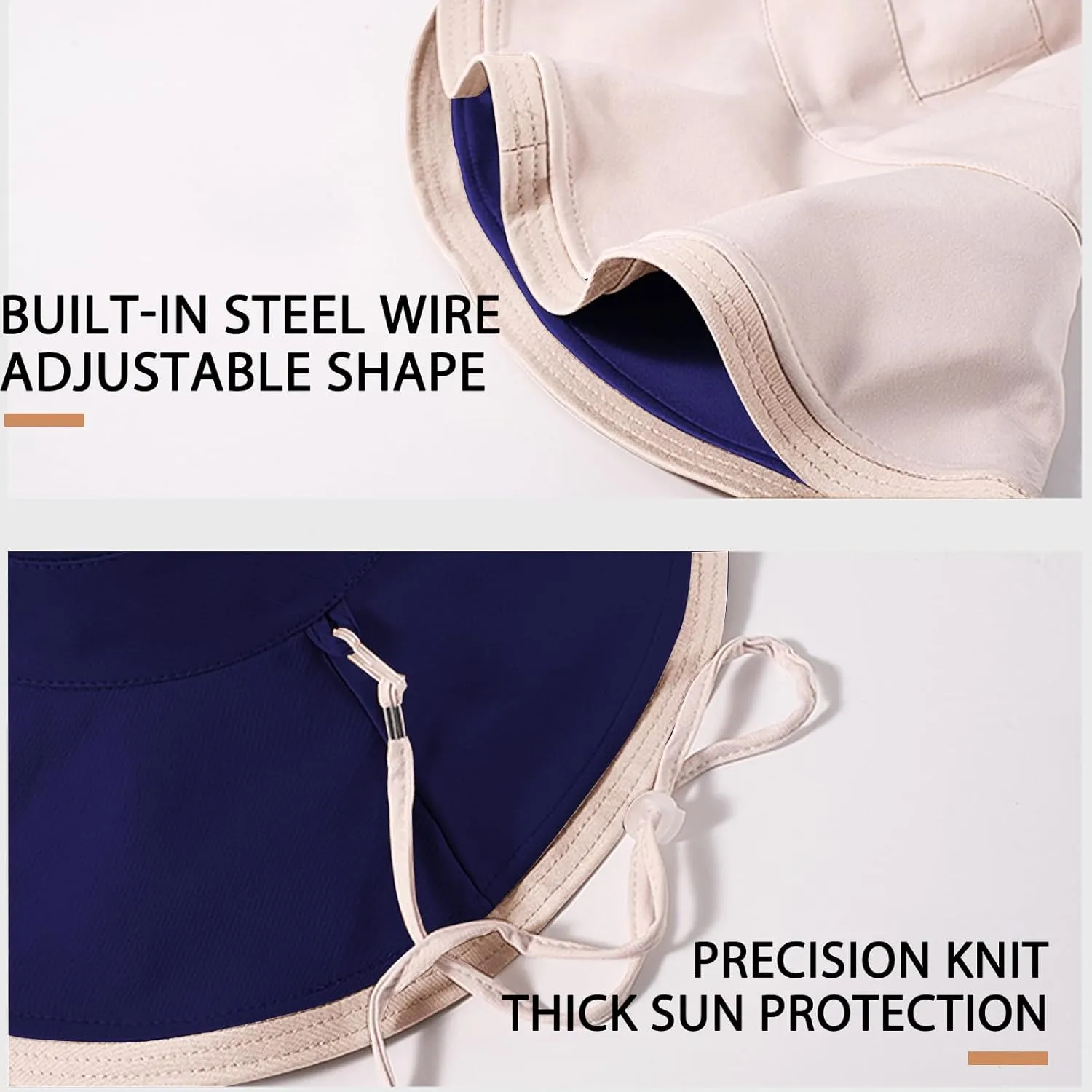 7" Women's Wide Brim Sun Hat, Large Foldable UV Protective Sun Hat, can be worn on both sides