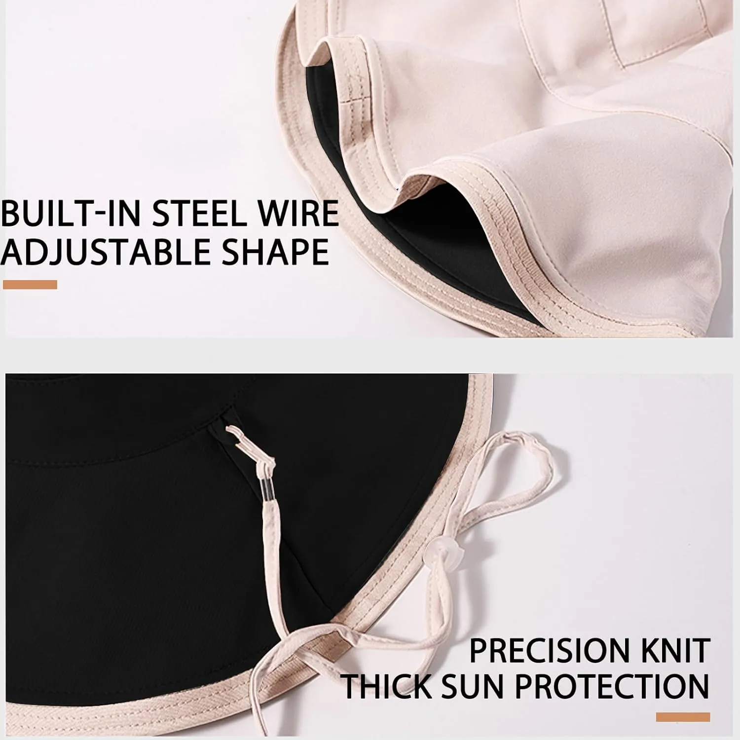 7" Women's Wide Brim Sun Hat, Large Foldable UV Protective Sun Hat, can be worn on both sides