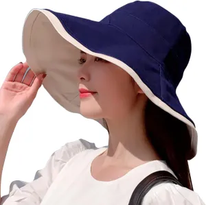 7" Women's Wide Brim Sun Hat, Large Foldable UV Protective Sun Hat, can be worn on both sides