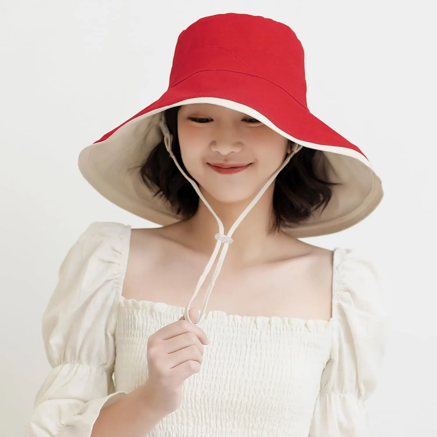 7" Women's Wide Brim Sun Hat, Large Foldable UV Protective Sun Hat, can be worn on both sides