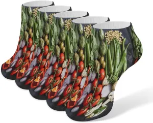 A Table of Vegetables Casual Socks Soft Moisture-Wicking Socks Low Cut Invisible Liner Ankle Sock (5 Pairs)