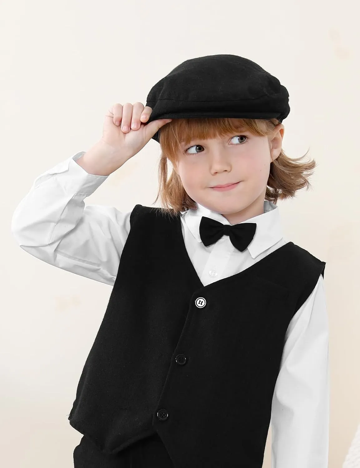 A&J DESIGN Baby Boy Driver Cap, Toddler 2pcs Newsboy Cap & Bow Tie 3 Months - 8 Years