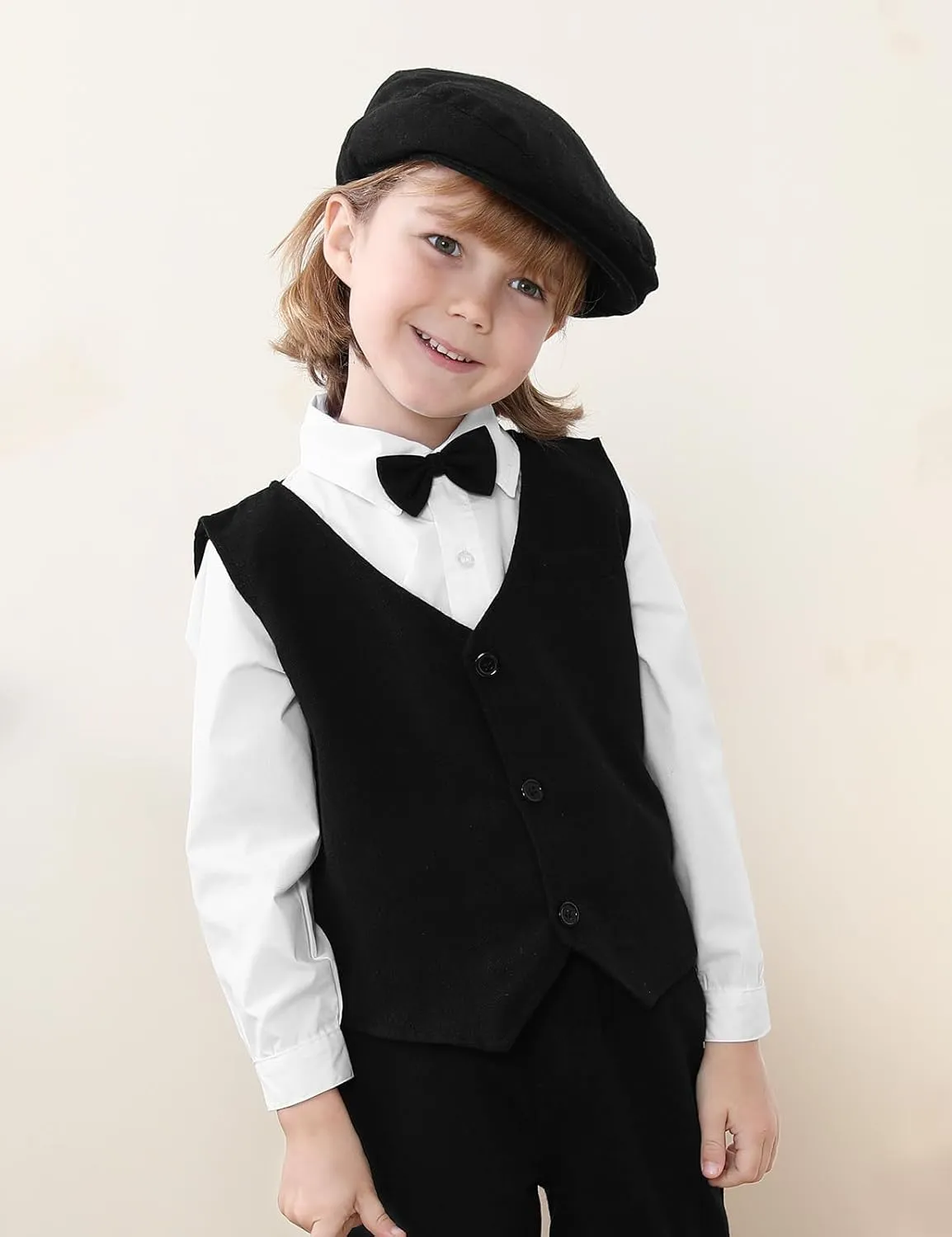A&J DESIGN Baby Boy Driver Cap, Toddler 2pcs Newsboy Cap & Bow Tie 3 Months - 8 Years