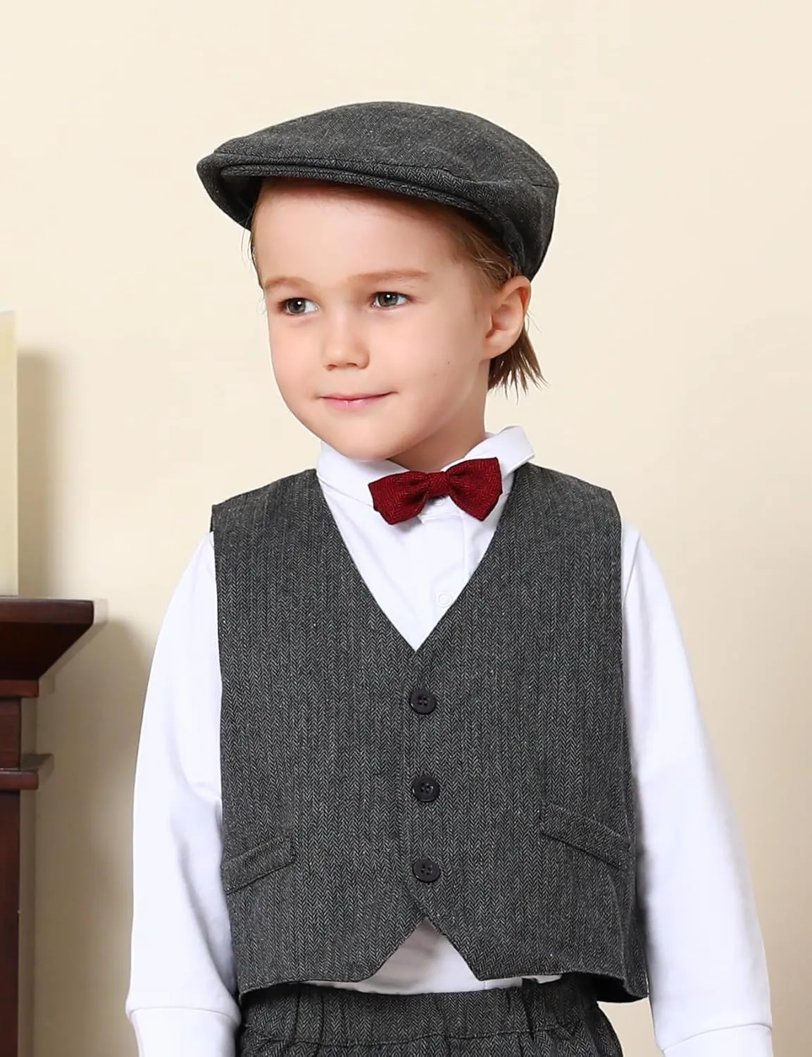A&J DESIGN Baby Boy Driver Cap, Toddler 2pcs Newsboy Cap & Bow Tie 3 Months - 8 Years