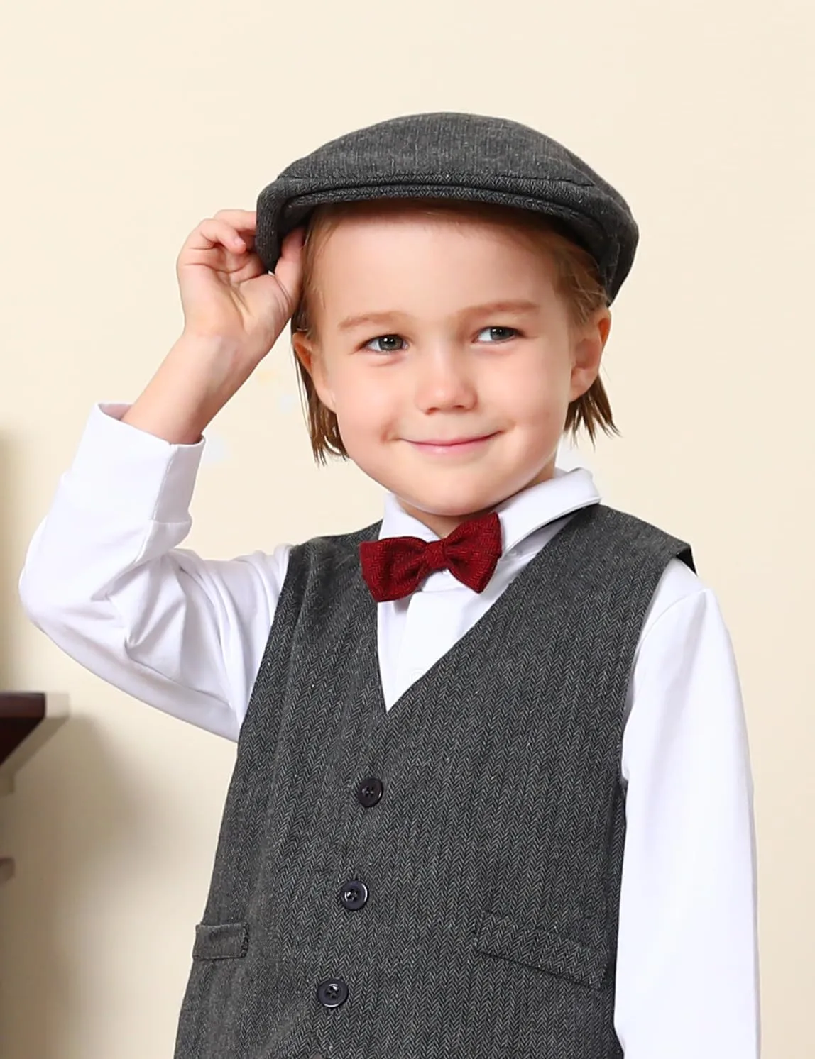 A&J DESIGN Baby Boy Driver Cap, Toddler 2pcs Newsboy Cap & Bow Tie 3 Months - 8 Years