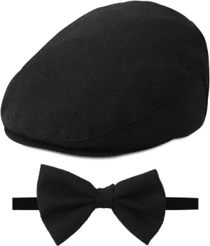 A&J DESIGN Baby Boy Driver Cap, Toddler 2pcs Newsboy Cap & Bow Tie 3 Months - 8 Years