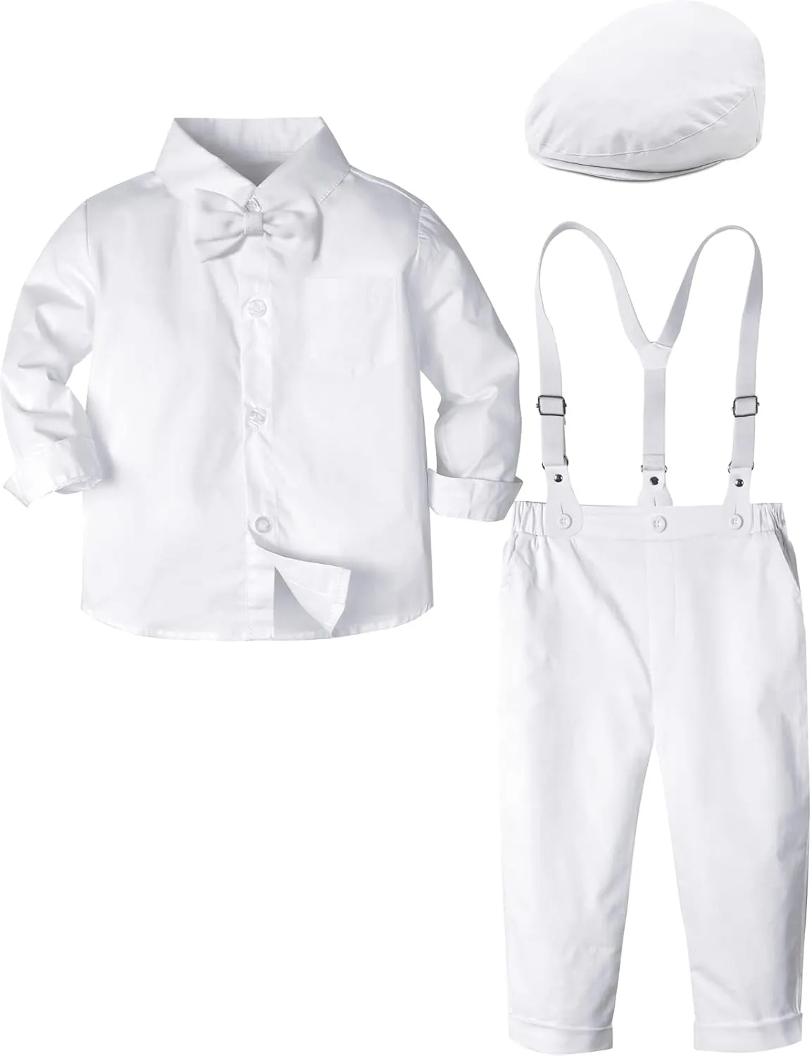 A&J DESIGN Toddler Boys Formal Outfit Baby Wedding Dress Clothes Kids Gentleman Suit Pants Set with Suspender