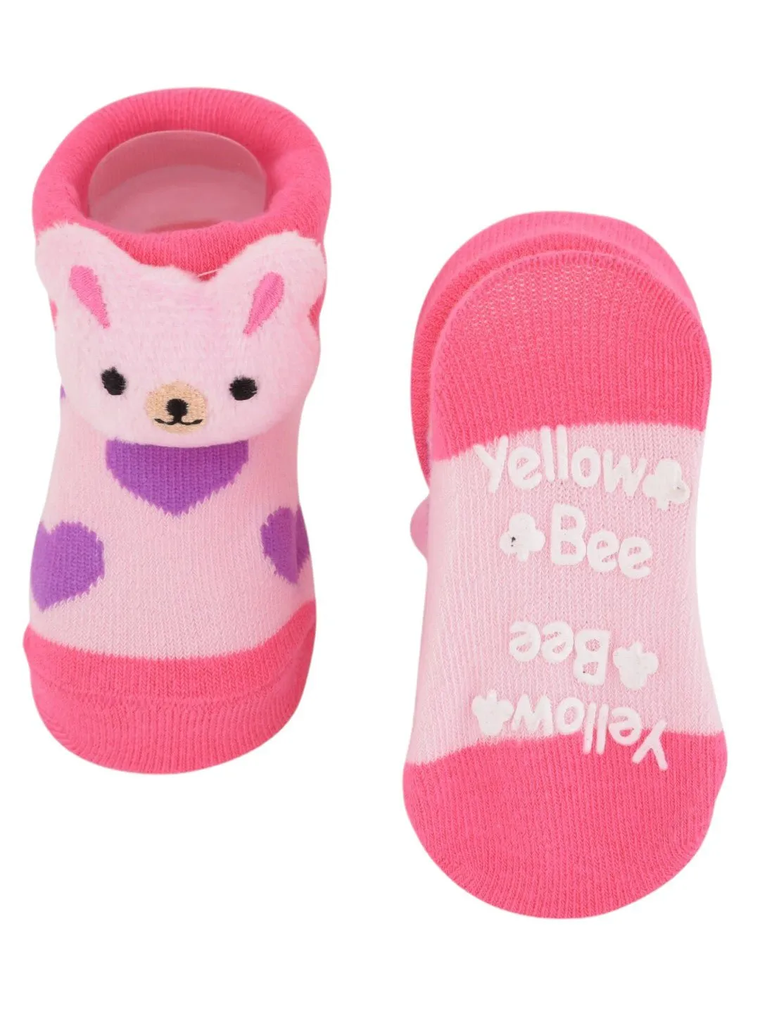 Adorable Bunny Face Socks – Pink and Purple Combo Pack