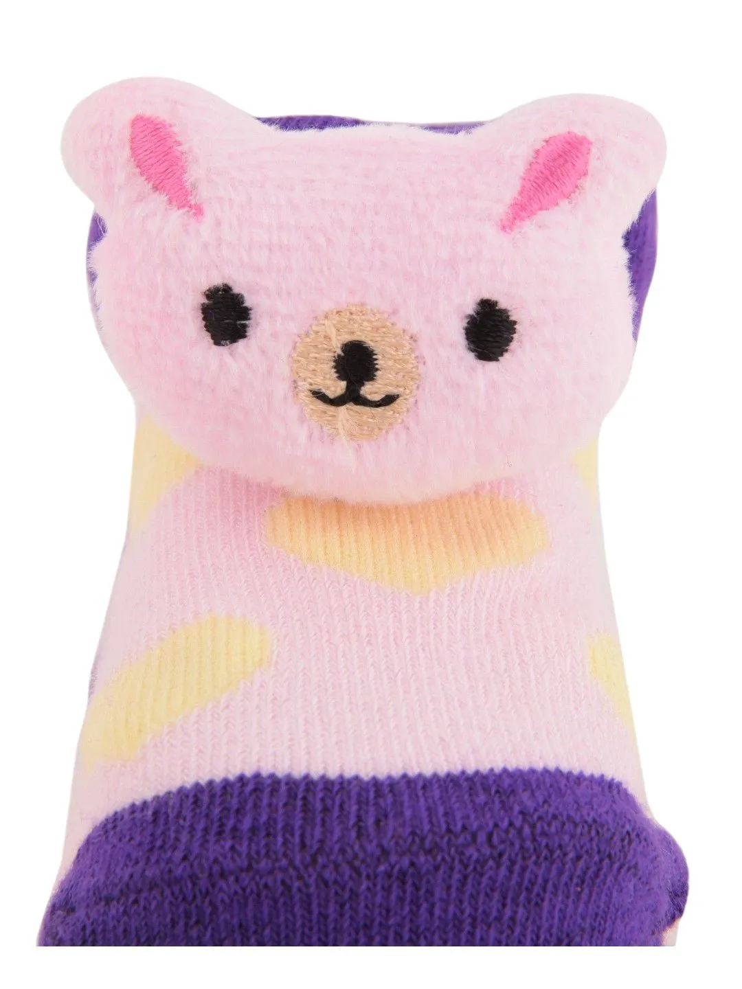 Adorable Bunny Face Socks – Pink and Purple Combo Pack