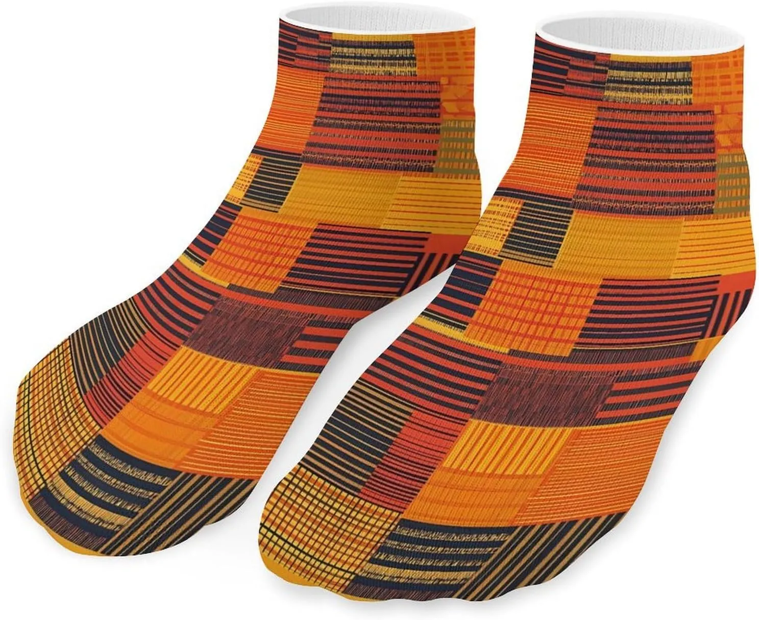 African Kente Cloth Pattern Low Cut Ankle Socks Casual Liner Sock Pack Non Slip Invisible For Men Women
