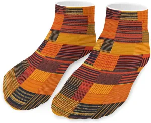 African Kente Cloth Pattern Low Cut Ankle Socks Casual Liner Sock Pack Non Slip Invisible For Men Women