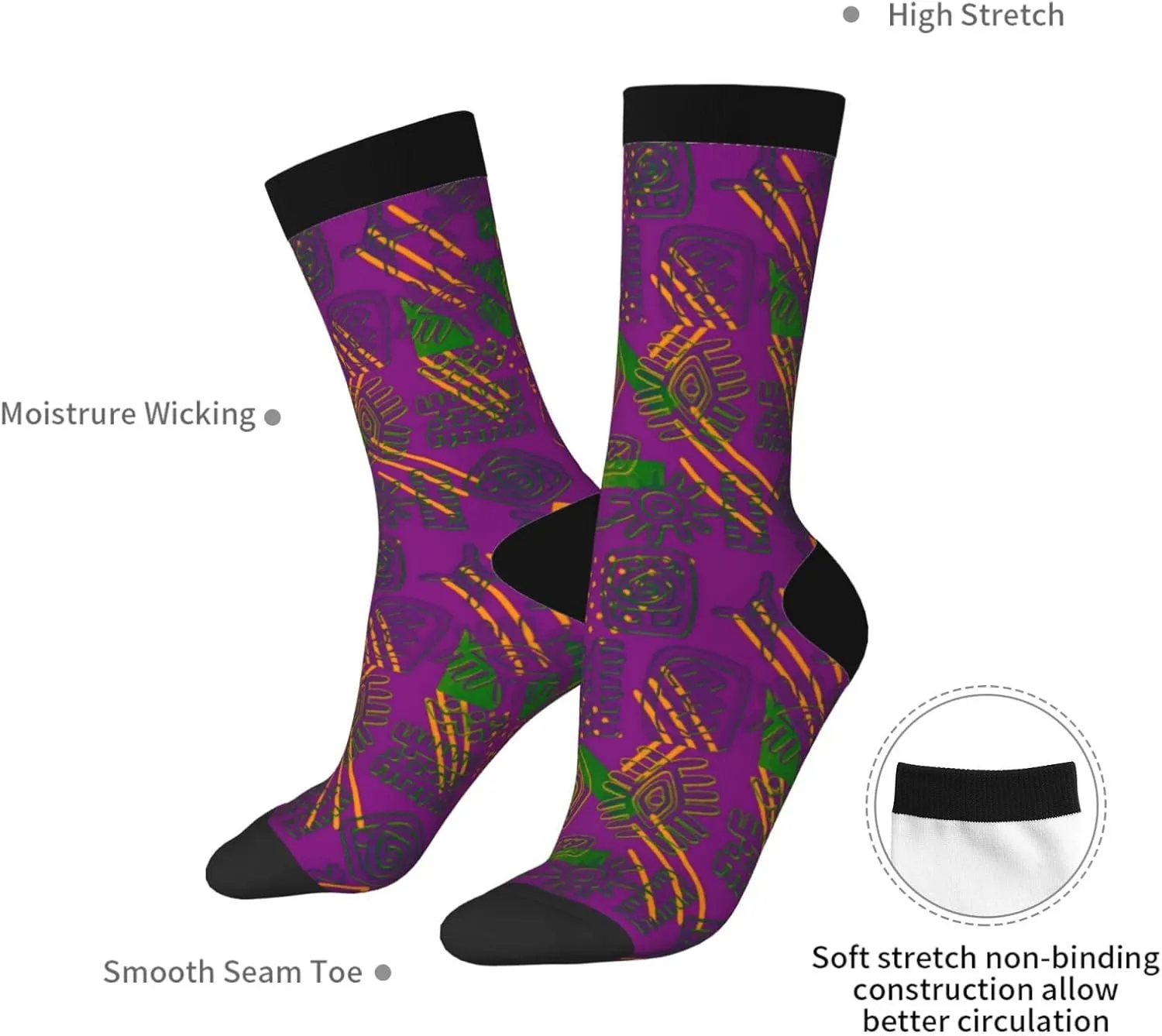 Afrocentric Pattern Fun And Innovative Men'S And Women'S Crew - Elastic Comfortable Formal Socks, Gift Casual Socks