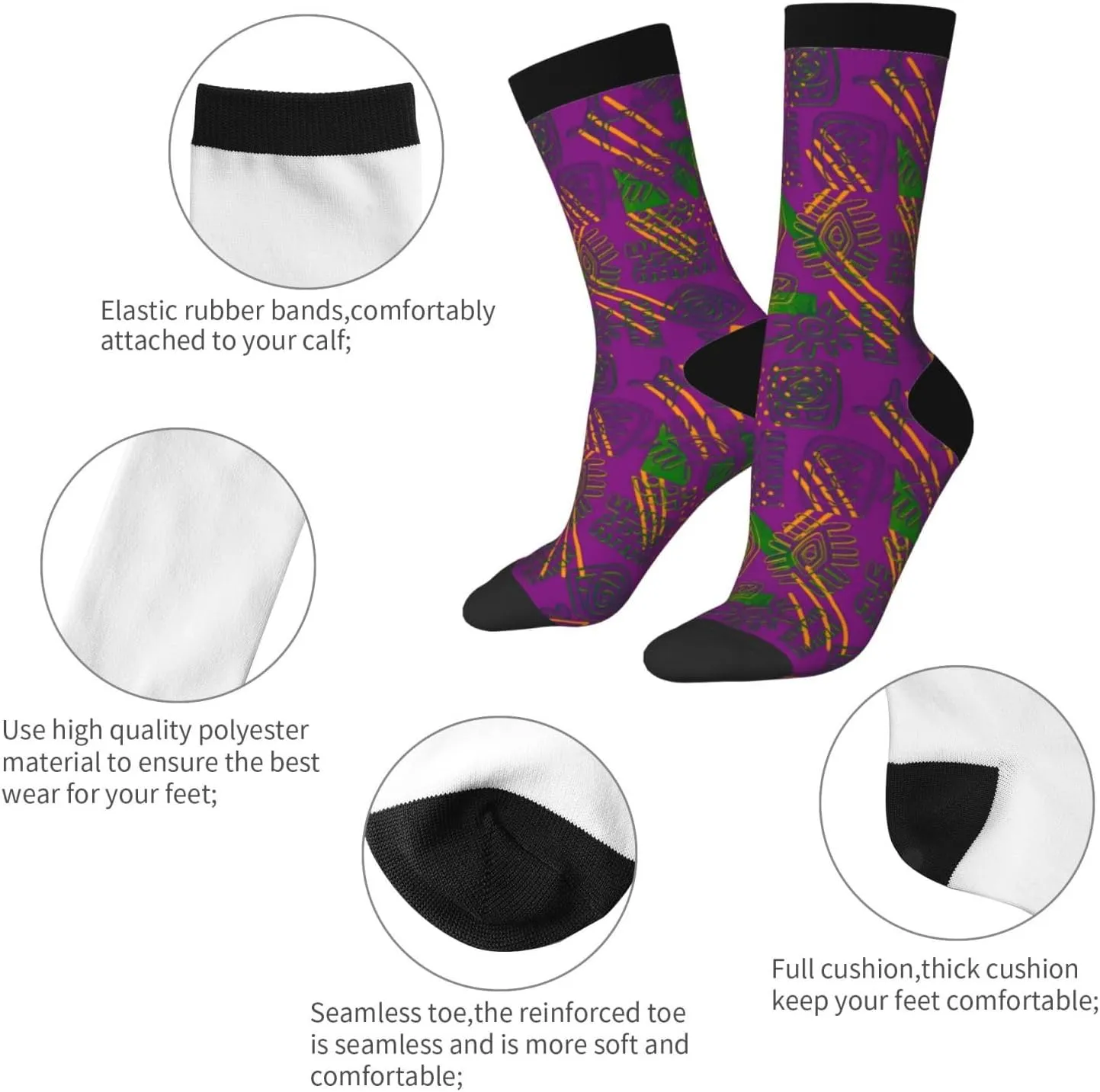 Afrocentric Pattern Fun And Innovative Men'S And Women'S Crew - Elastic Comfortable Formal Socks, Gift Casual Socks
