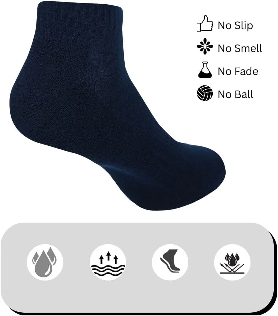AJ DEZINES 6 Pack Mens Ankle Socks Cushioned Low Cut Athletic Sports Breathable Casual Socks