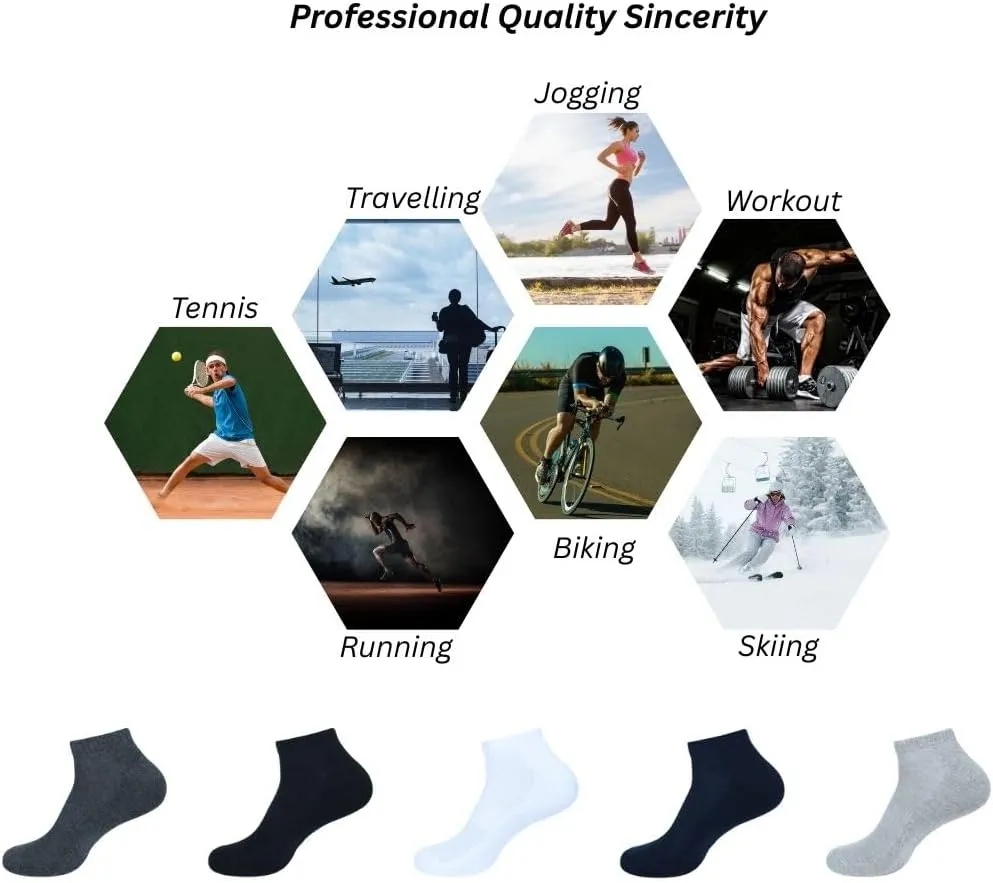 AJ DEZINES 6 Pack Mens Ankle Socks Cushioned Low Cut Athletic Sports Breathable Casual Socks