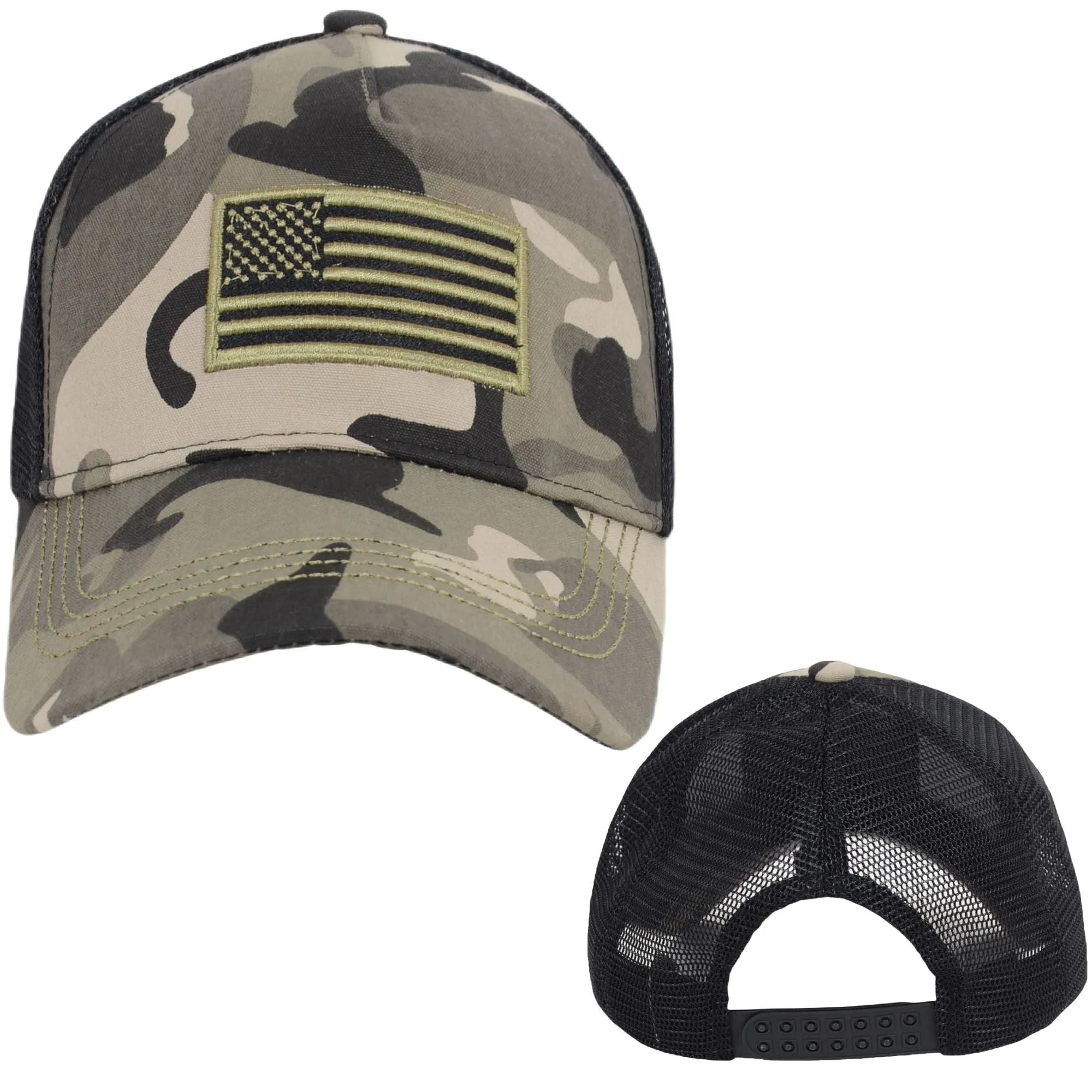 Alilang American Flag Trucker Hat Classic Embroidered Baseball Cap Mesh Adjustable Cap for Men Women
