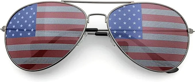American Flag Aviator Sunglasses Glasses (Gunmetal)