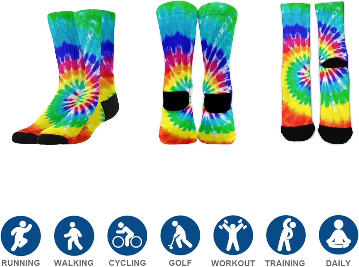 AMRANDOM Men's Cushioned Athletic Socks Sport Running Hiking Socks Soccer Socks