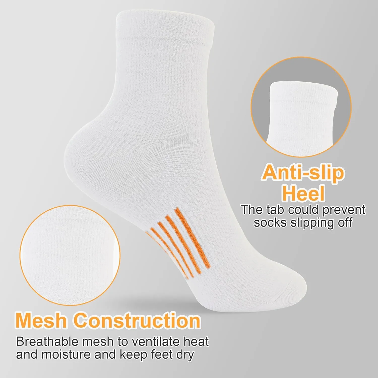 Ankle Socks for Women - Athletic Running Cotton Quarter Socks for Hiking - Cushioned 6 Pairs