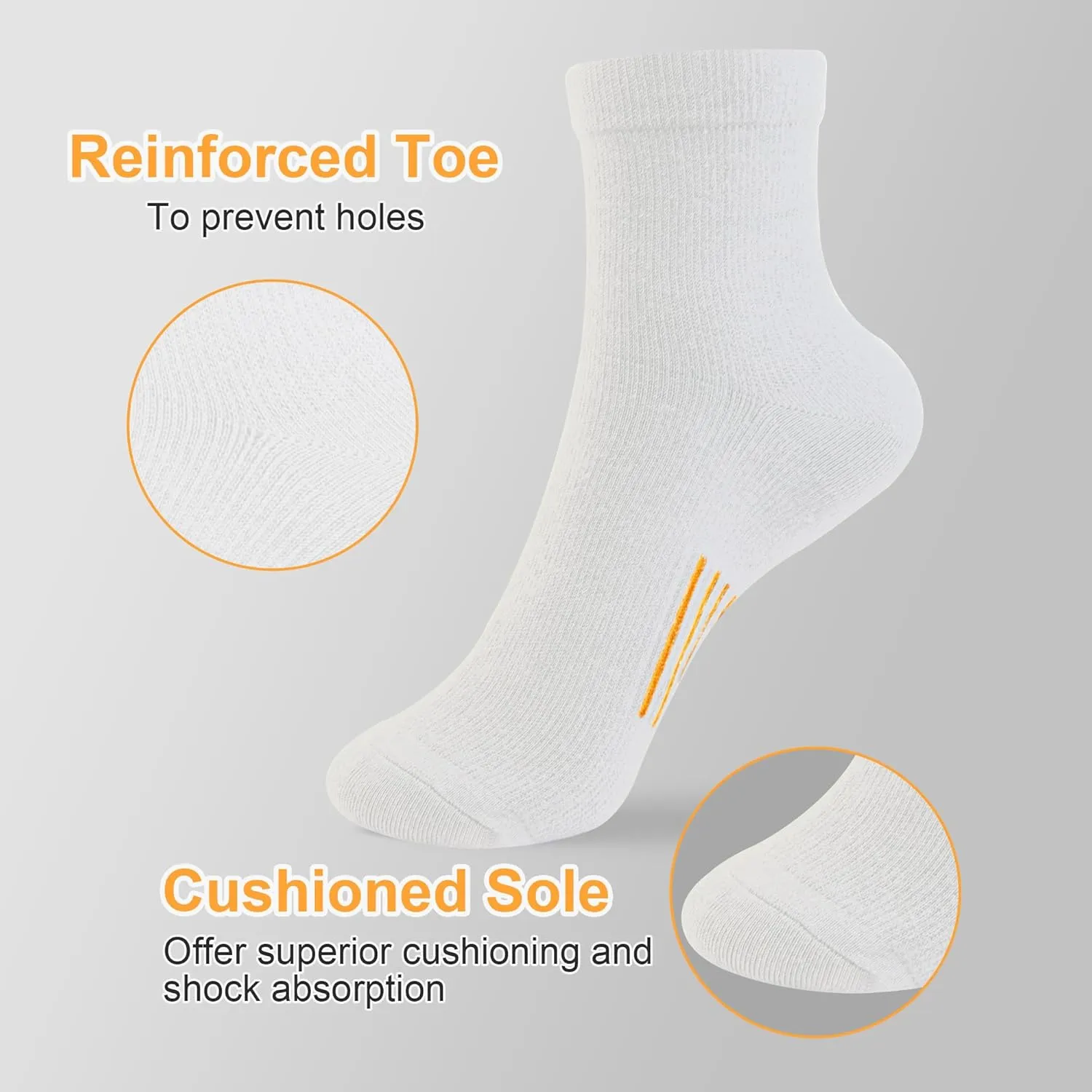Ankle Socks for Women - Athletic Running Cotton Quarter Socks for Hiking - Cushioned 6 Pairs