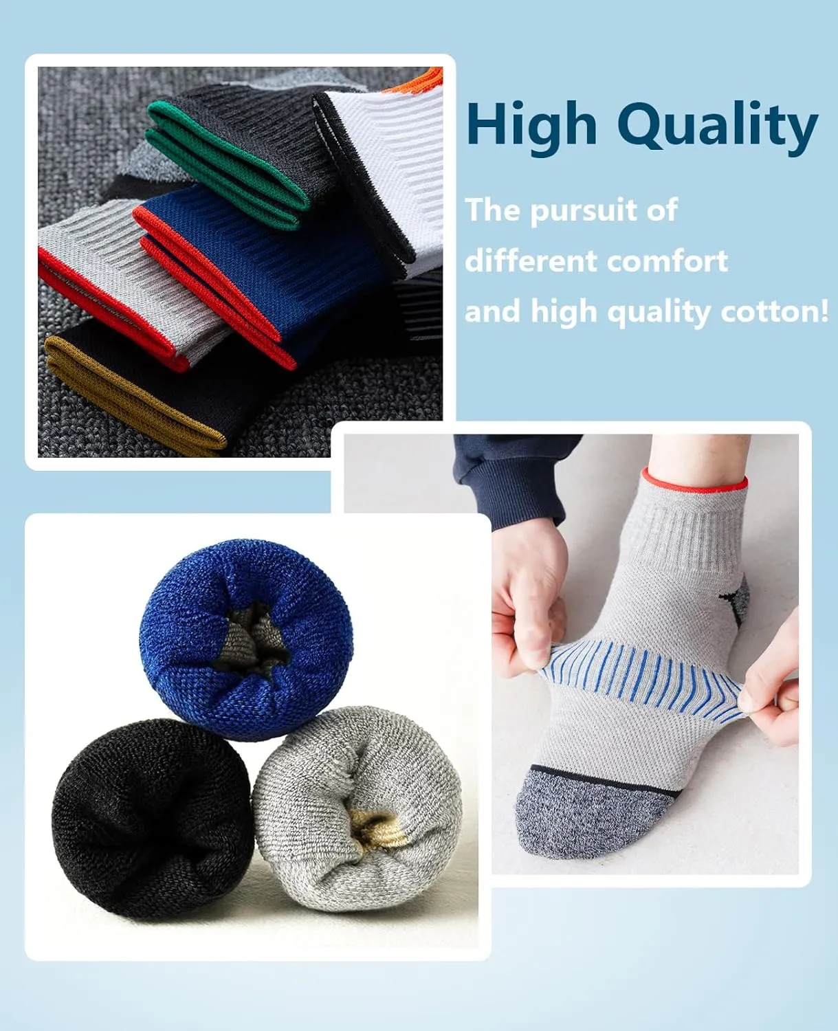 Ankle Socks Running Athletic Socks for Mens Cotton Cushioned Sport Socks 5 Pairs 7-13