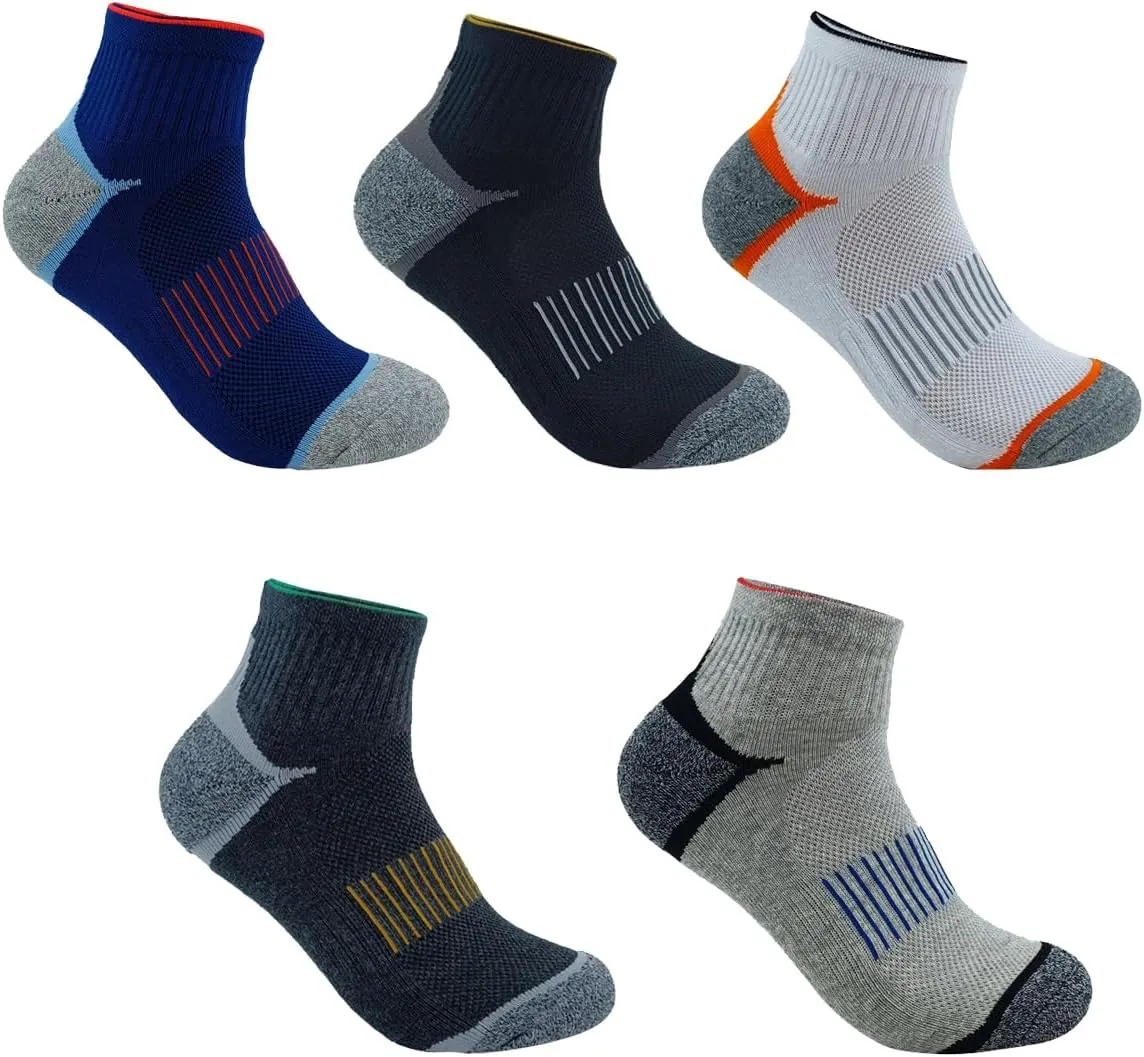 Ankle Socks Running Athletic Socks for Mens Cotton Cushioned Sport Socks 5 Pairs 7-13