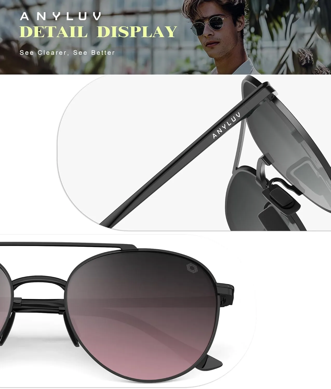 ANYLUV Aviator Sunglasses-Men and Womens-Sun-Glasses: Polarized Mens Sunglasses UV400 Protection for Driving Fishing Golf