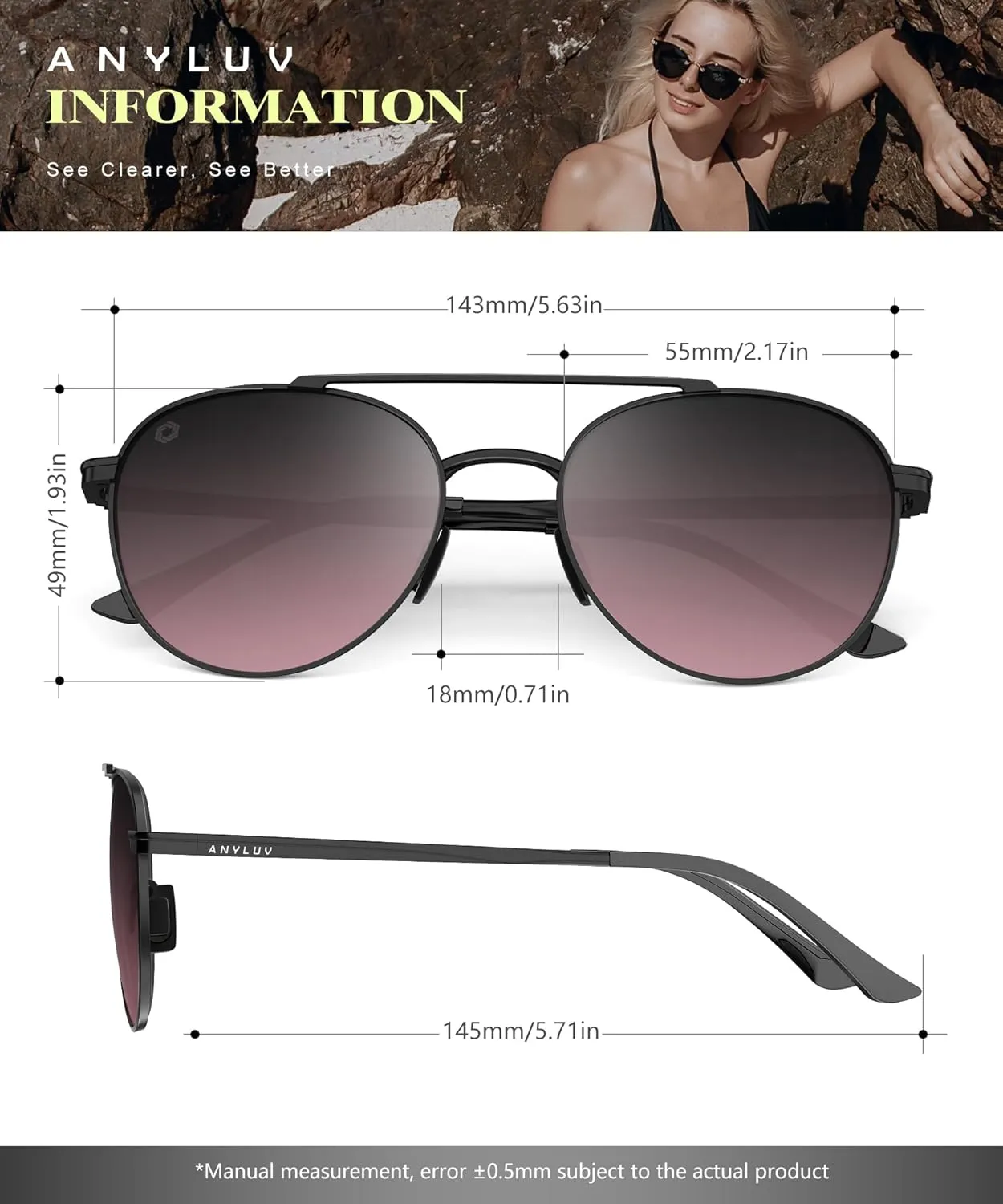 ANYLUV Aviator Sunglasses-Men and Womens-Sun-Glasses: Polarized Mens Sunglasses UV400 Protection for Driving Fishing Golf