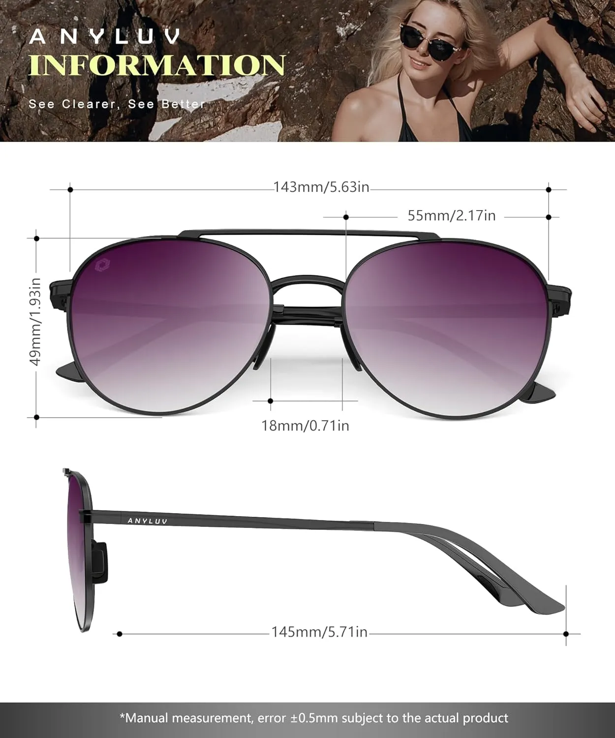 ANYLUV Aviator Sunglasses-Men and Womens-Sun-Glasses: Polarized Mens Sunglasses UV400 Protection for Driving Fishing Golf