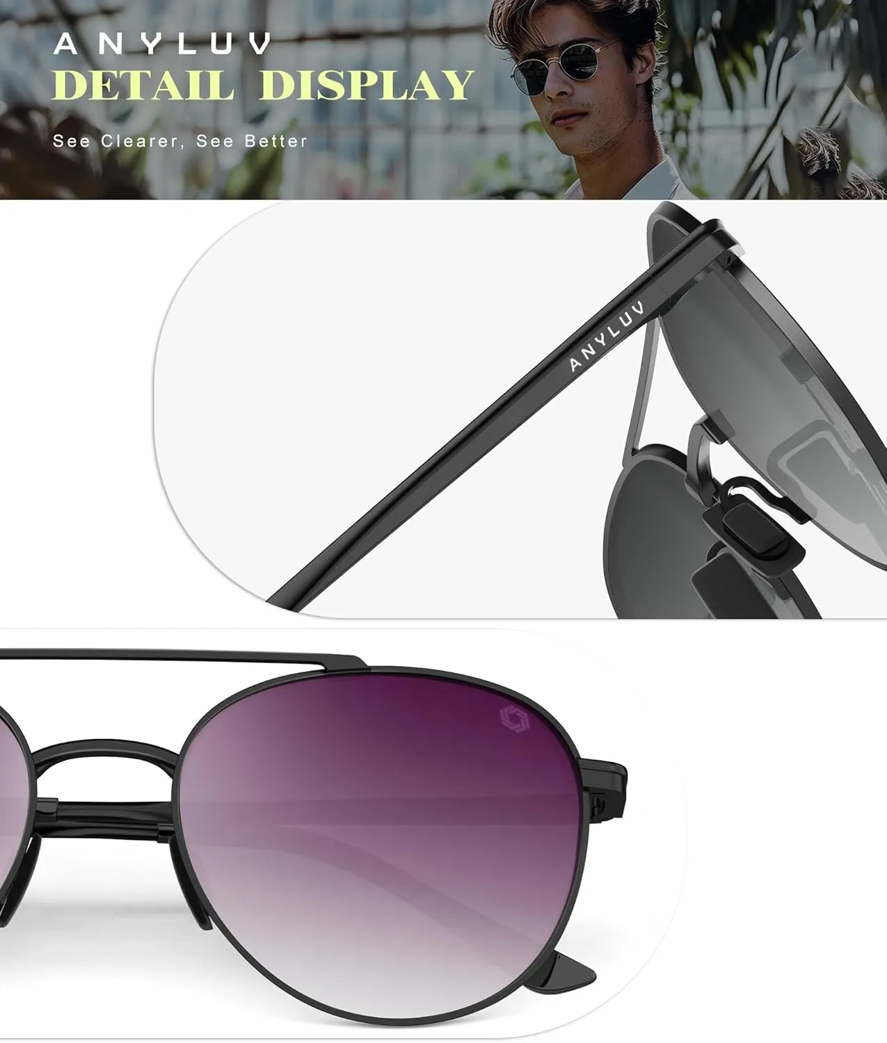 ANYLUV Aviator Sunglasses-Men and Womens-Sun-Glasses: Polarized Mens Sunglasses UV400 Protection for Driving Fishing Golf