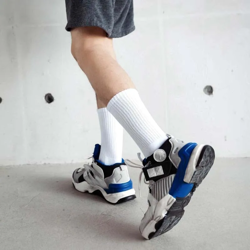 Anysox 5 Pairs Size 10-14 Fashion Socks High Quality Office Sports Business Long Socks Cotton Solid Colors Skateboard Knitted Casual  White