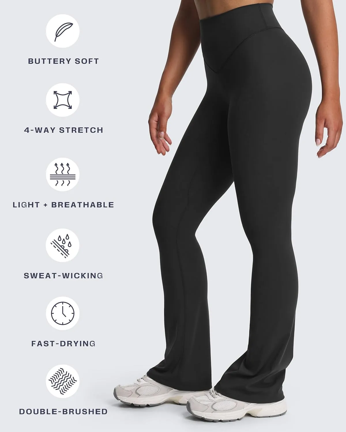 Aoxjox Workout Breeze Flares Leggings for Women High Waisted Tummy Control Buttery Soft Wide Leg Yoga Pants 32"