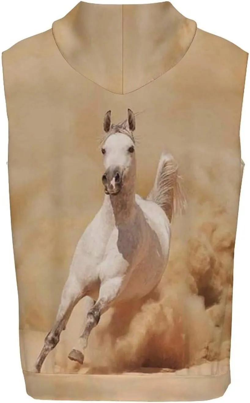 Arabian Horse Breed Running Men's Workout Tank Tops Sleeveless Running Shirts With Hoodie Workout Hooded