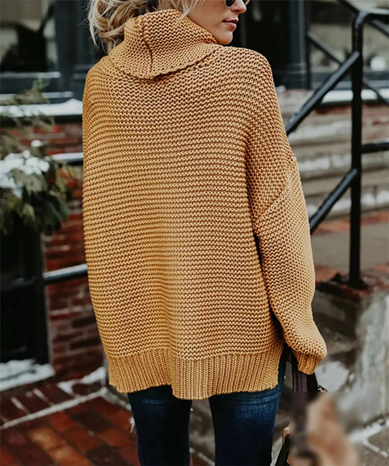 Autumn Winter Women's Casual Thick Warm Pullover Sweater Knitted Oversized Turtleneck Sweater