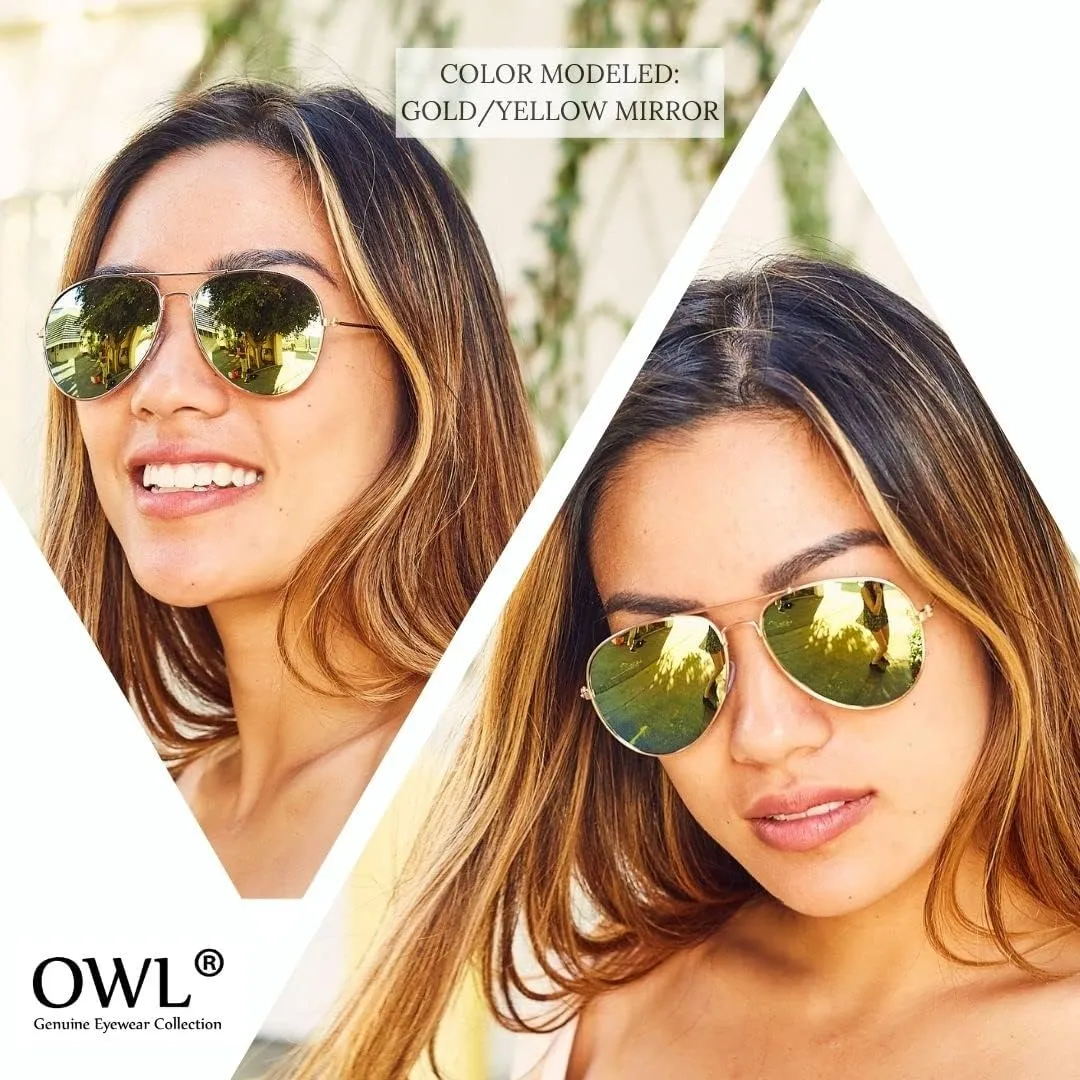 Aviator Style Fashion Sunglasses Metal Frame Colored and Mirrored Lens UV Protection