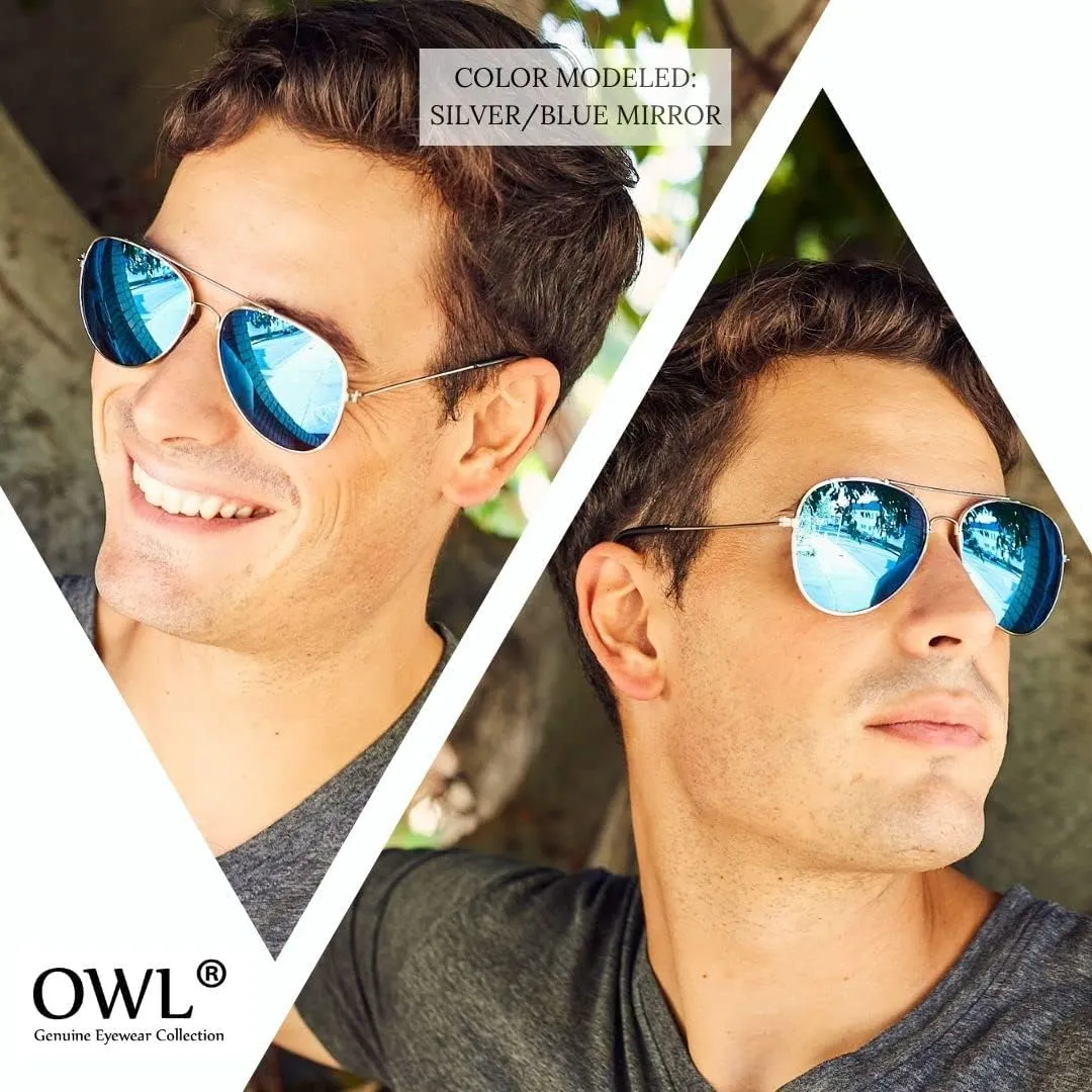 Aviator Style Fashion Sunglasses Metal Frame Colored and Mirrored Lens UV Protection