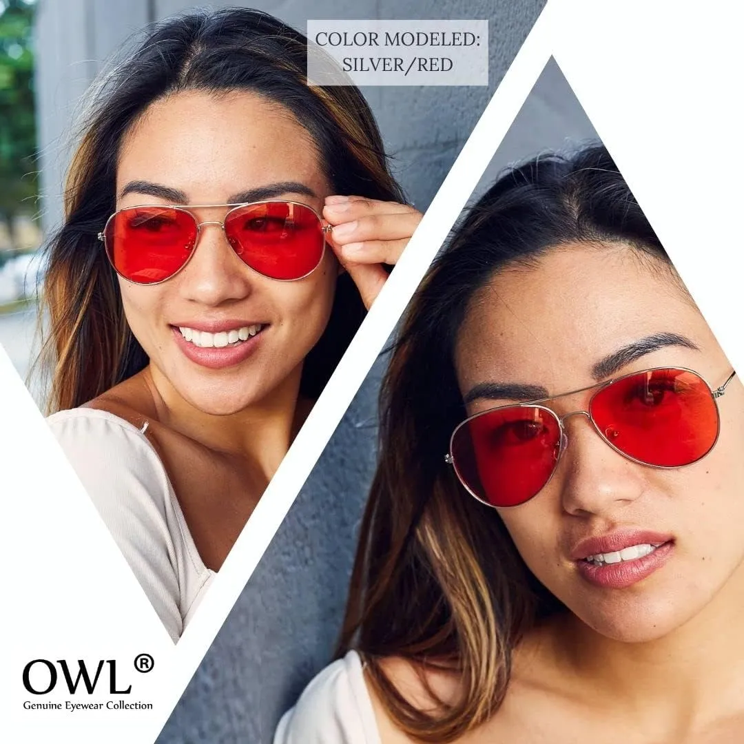 Aviator Style Fashion Sunglasses Metal Frame Colored and Mirrored Lens UV Protection