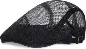 BABEYOND Men's Mesh Flat Cap Breathable Summer Newsboy Hat Beret Cabbie Ivy Hat Gatsby Newsboy Hat for Driving Hunting