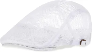 BABEYOND Men's Mesh Flat Cap Breathable Summer Newsboy Hat Beret Cabbie Ivy Hat Gatsby Newsboy Hat for Driving Hunting