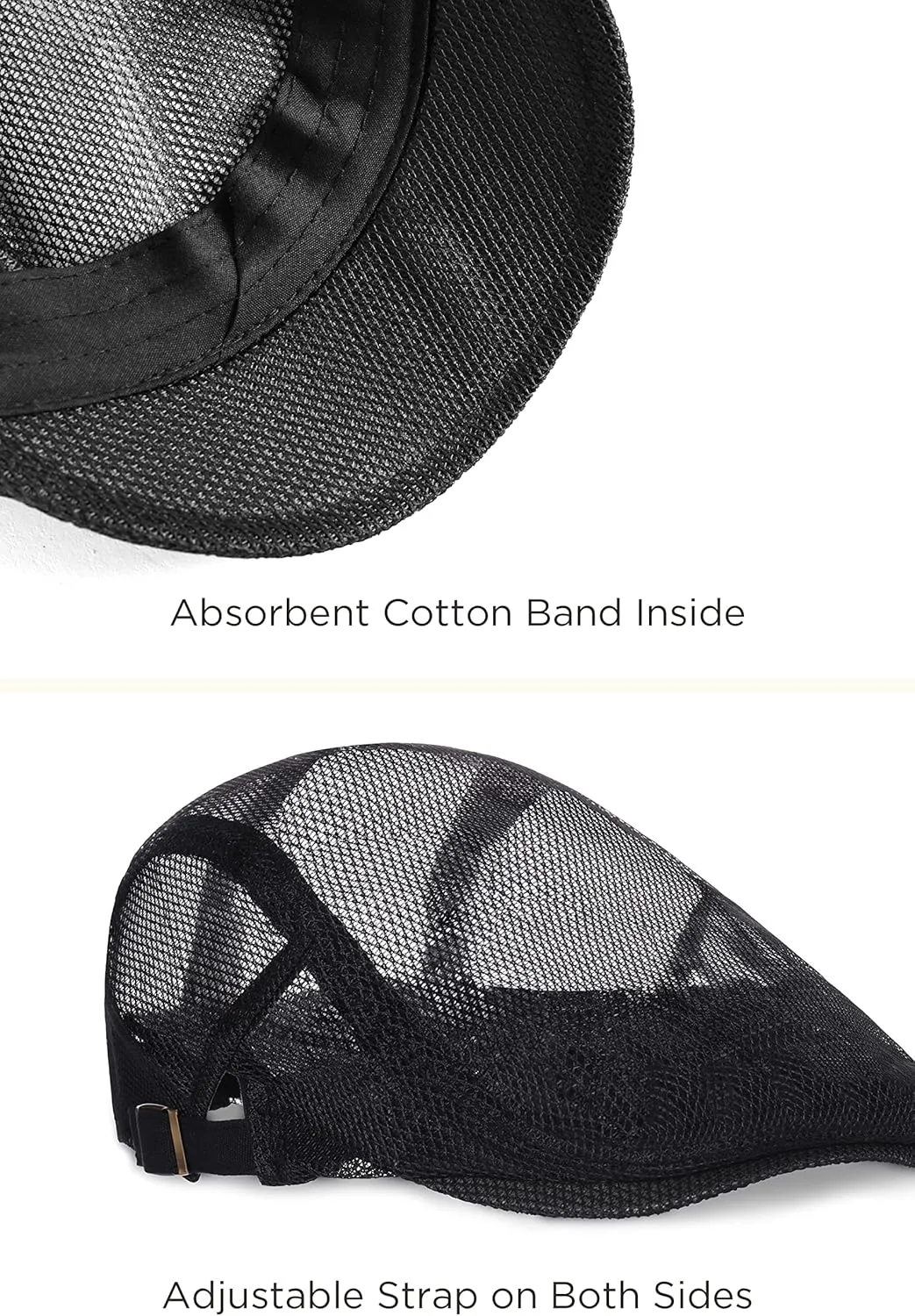 BABEYOND Men's Mesh Flat Cap Breathable Summer Newsboy Hat Beret Cabbie Ivy Hat Gatsby Newsboy Hat for Driving Hunting