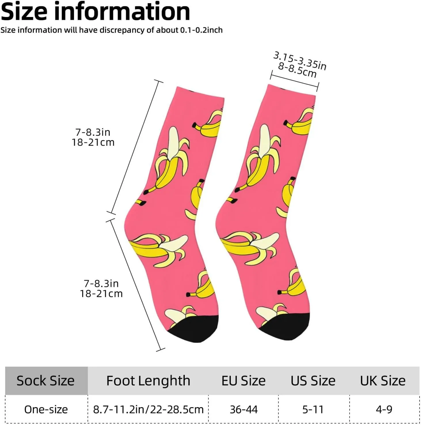Banana Pattern Fun And Innovative Men'S And Women'S Crew - Elastic Comfortable Formal Socks, Gift Casual Socks