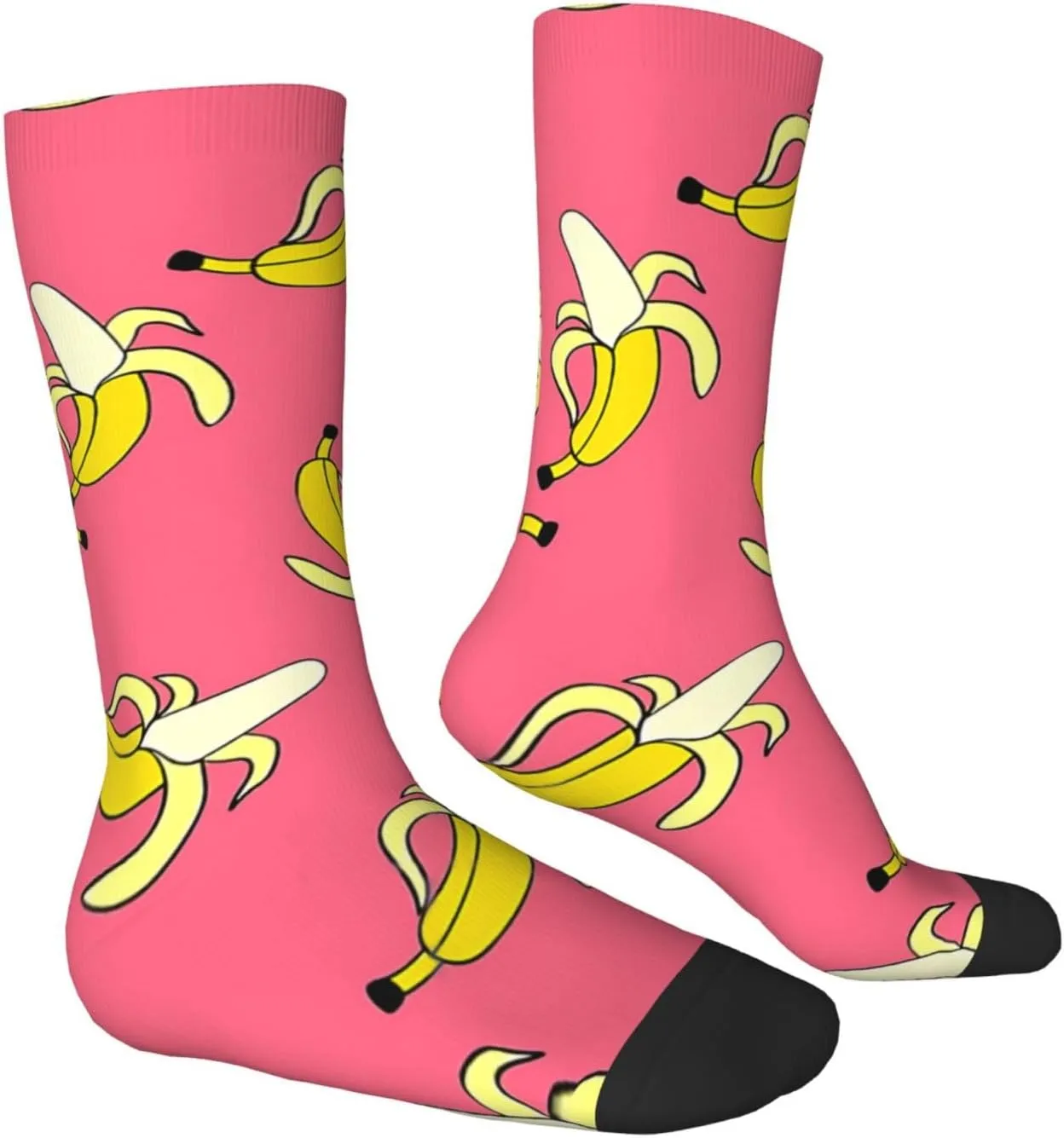 Banana Pattern Fun And Innovative Men'S And Women'S Crew - Elastic Comfortable Formal Socks, Gift Casual Socks