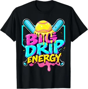 Baseball Big Drip Energy Boys Ice Cream Dripping Baseball T-Shirt
