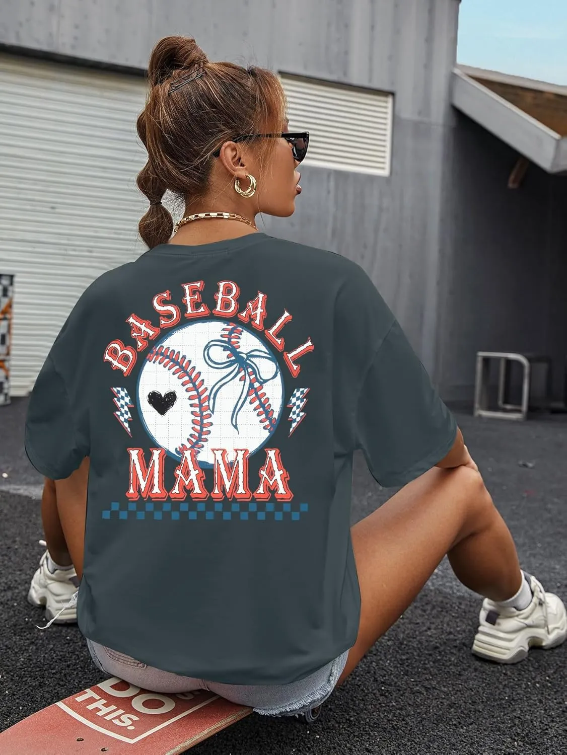 Baseball Mom Shirt Baseball Oversized Tshirt Women Baseball Game Day Season Vacation Short Sleeves Tops