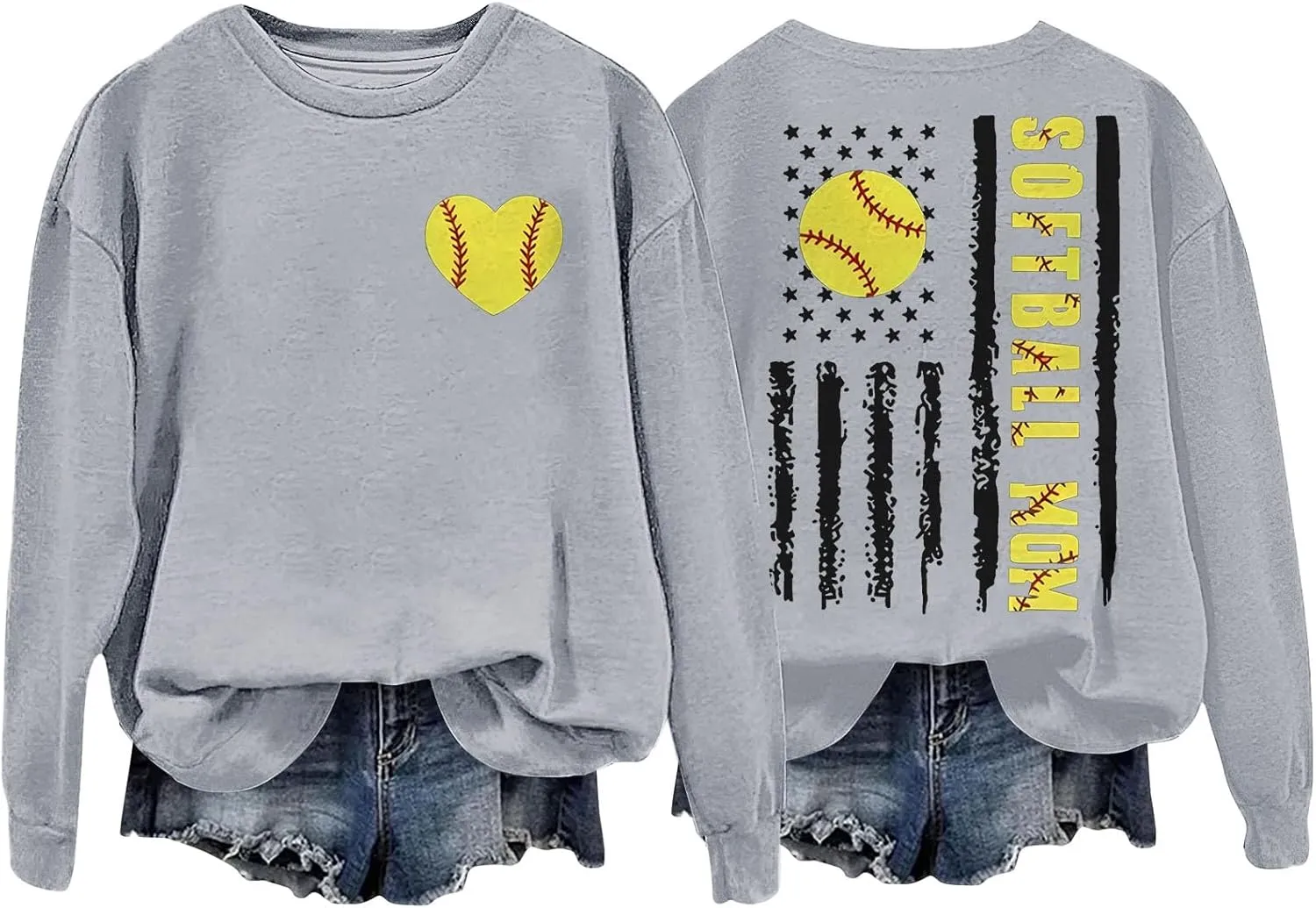 Baseball Mom Shirt Womens Long Sleeve Graphic Plus Size Softball Hoodies Heart Printed Casual Pullover Tops