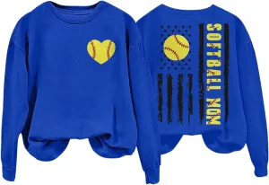 Baseball Mom Shirt Womens Long Sleeve Graphic Plus Size Softball Hoodies Heart Printed Casual Pullover Tops