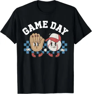 Baseball Retro Groovy Cartoon Love Baseball Season Game Day T-Shirt